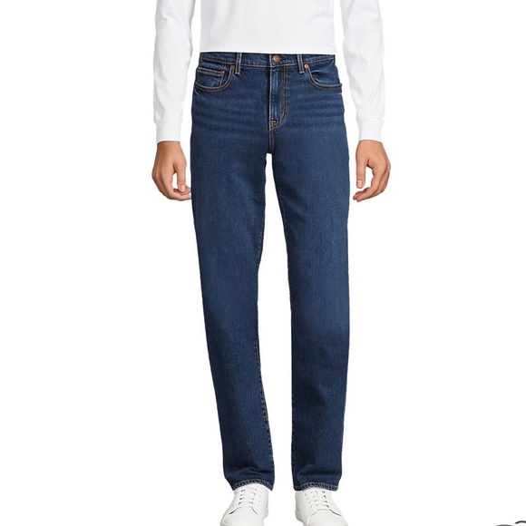 Lands End Men's Tall Recover 5 Pocket Traditional Fit Denim Jeans - Picture 1 of 3